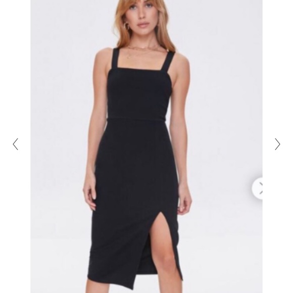 NWT Black Midi Dress with Slit - Picture 3 of 8